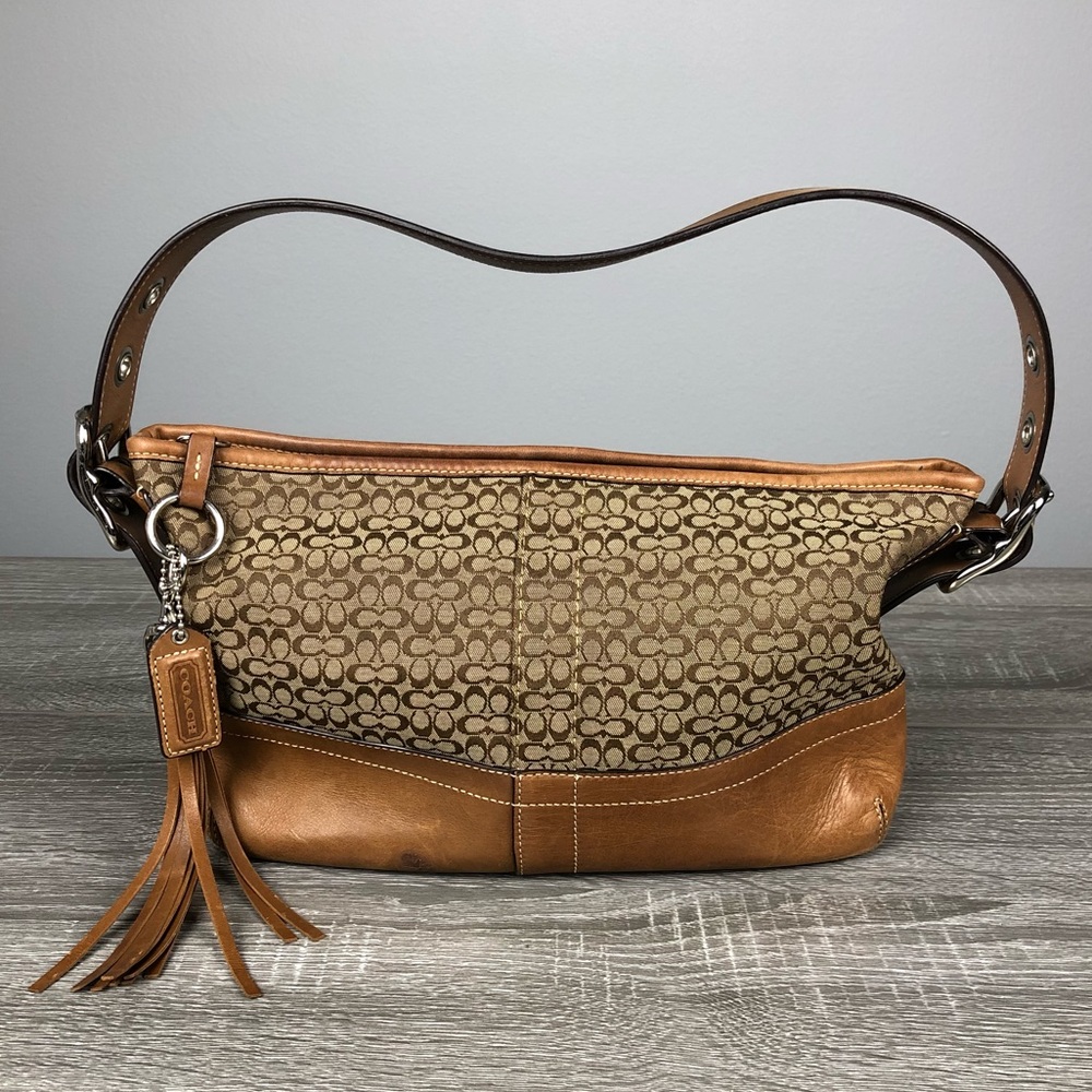 ❤️ COACH SIGNATURE LEATHER PURSE HOBO BAG